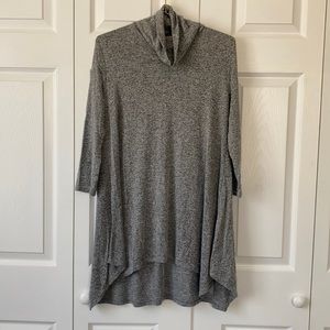 Grey Cowl-Neck Asymmetrical Tunic